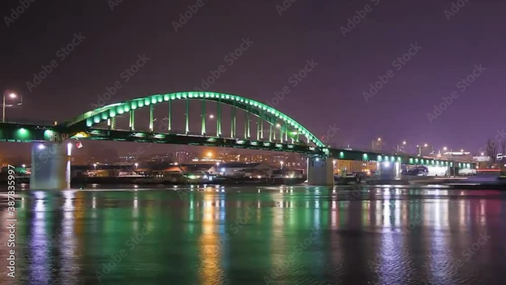 Beautiful view of building lights reflection on water in the night in America Beautiful view of building lights reflection on water in the night in America
