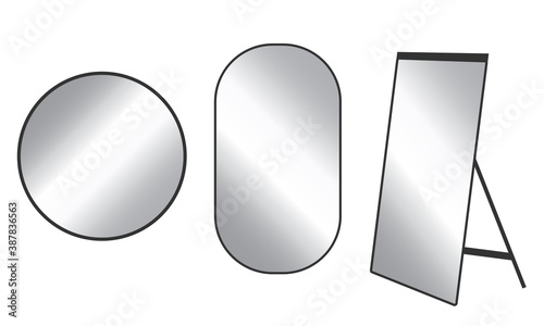 Set of isolated mirrors. Vector.