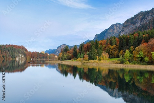 A beautiful day in autumn at Alpsee in Bavaria close to Neuschwanstein castle