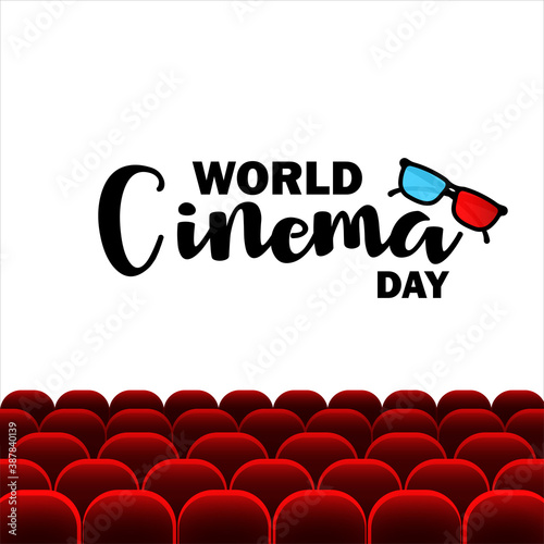 World cinema day banner. Movie industry. Vector on isolated white background. EPS 10
