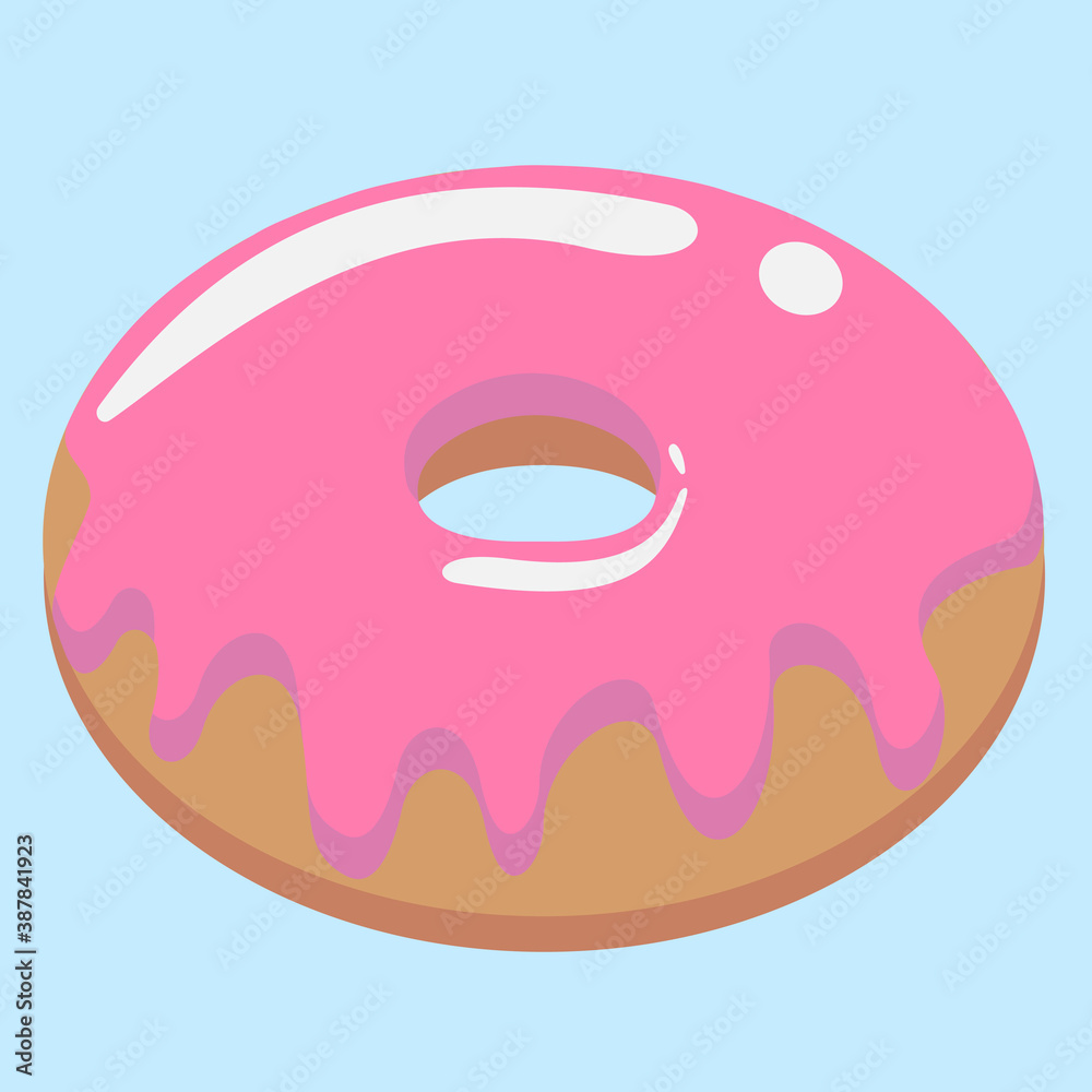 Donut. Color illustration. Caramel and chocolate icing and jam. Juicy picture. Donut. Color illustration. Caramel and chocolate icing and jam. Juicy picture.