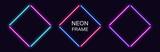 Neon rhomb Frame. Set of rhombus neon Border in 4 outline parts. Geometric shape