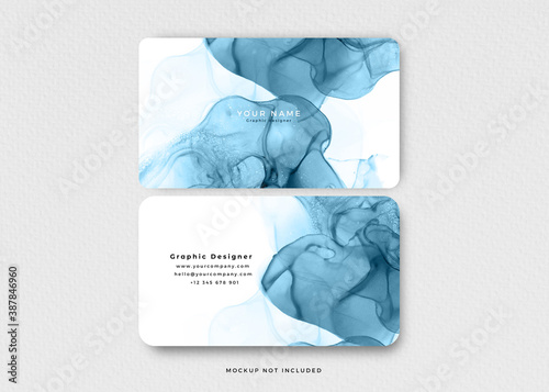 Modern blue alcohol ink design card