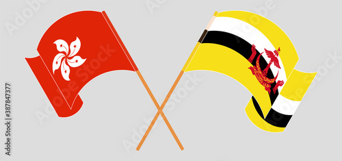 Crossed flags of Brunei and Hong Kong