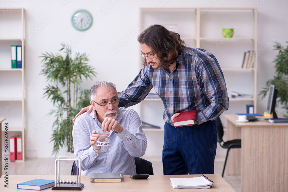 Two employees in retirement concept Two employees in retirement concept