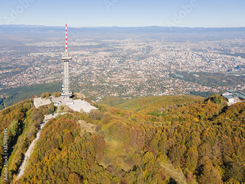 Kopititoto tower, Vitosha Mountain and city of Sofia, Bulgaria photo