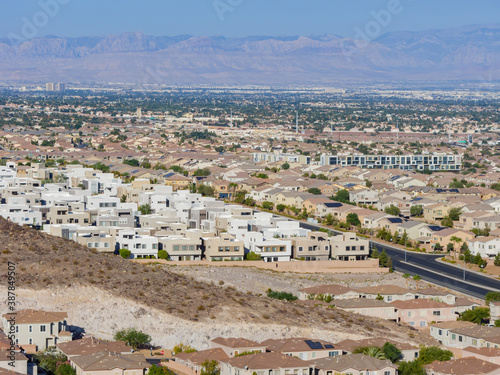 Canvas Print Sunny high angle view of the Henderson skyline