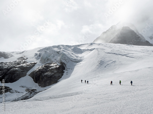 Gletscherseilschaft auf dem Taschachferner, Ötztaler Alpen, Östereich