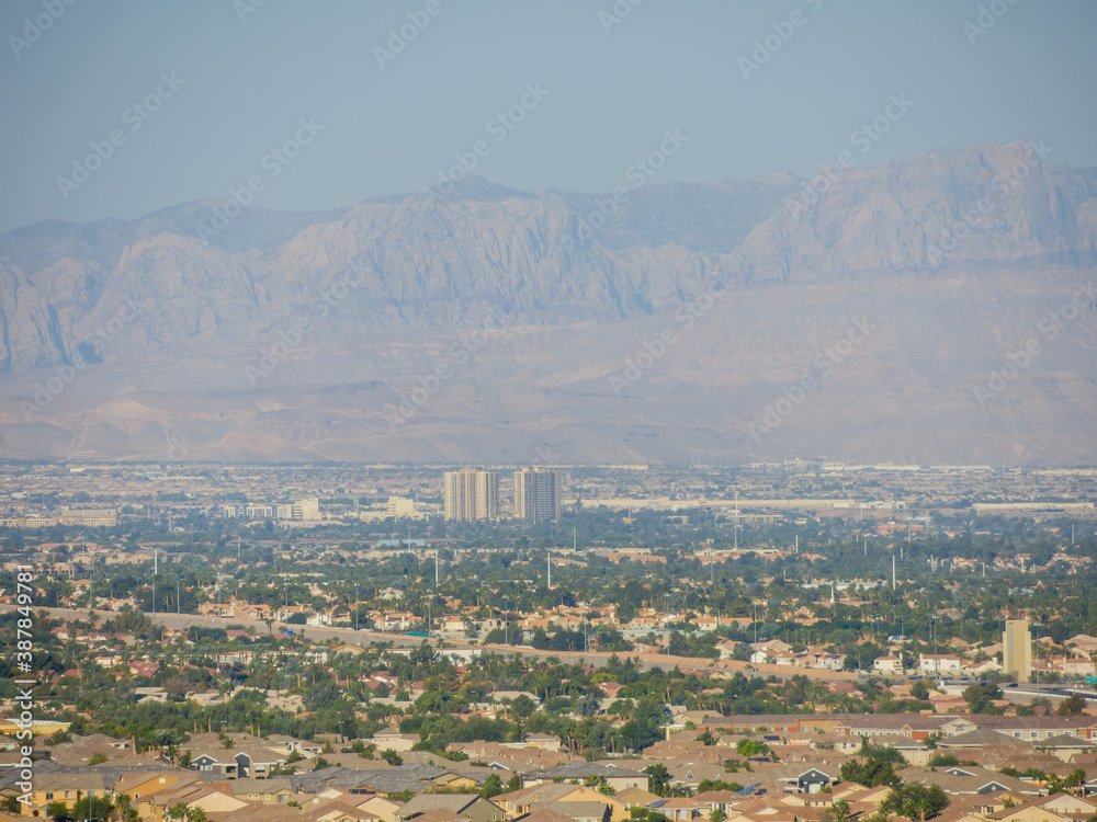 Sunny high angle view of the Henderson skyline