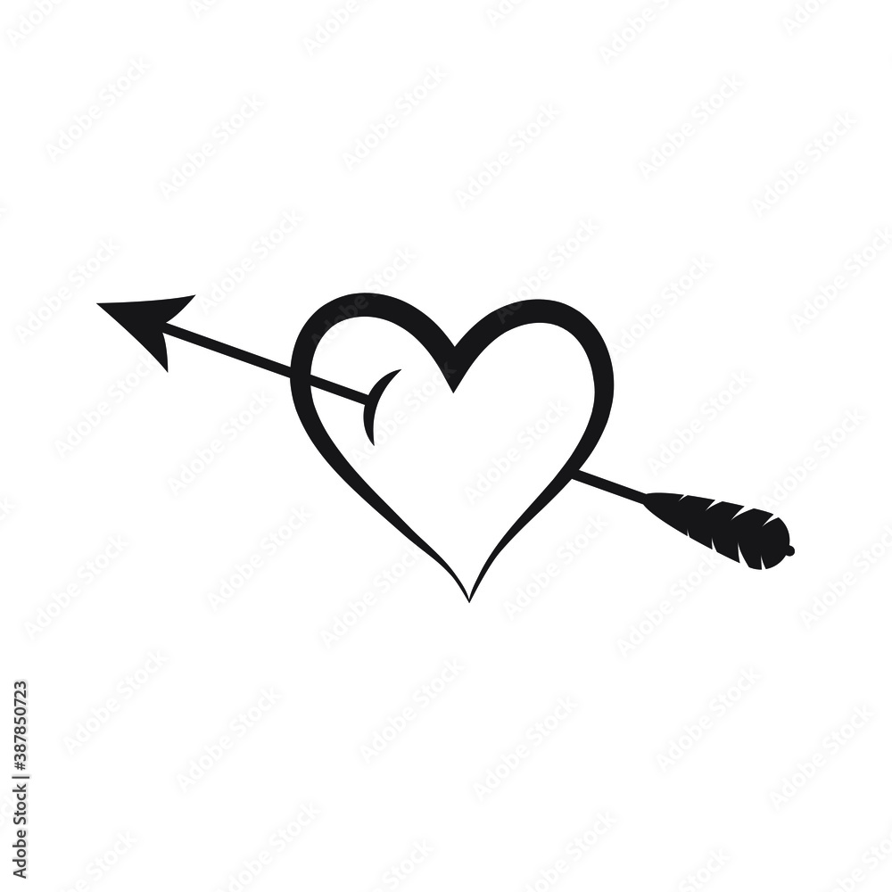 Heart with arrow vector icon, Love symbol, Cupid Heart, Valentine's Day vector icon. Heart with arrow vector icon, Love symbol, Cupid Heart, Valentine's Day vector icon.