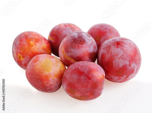 sweet pink plums close up
