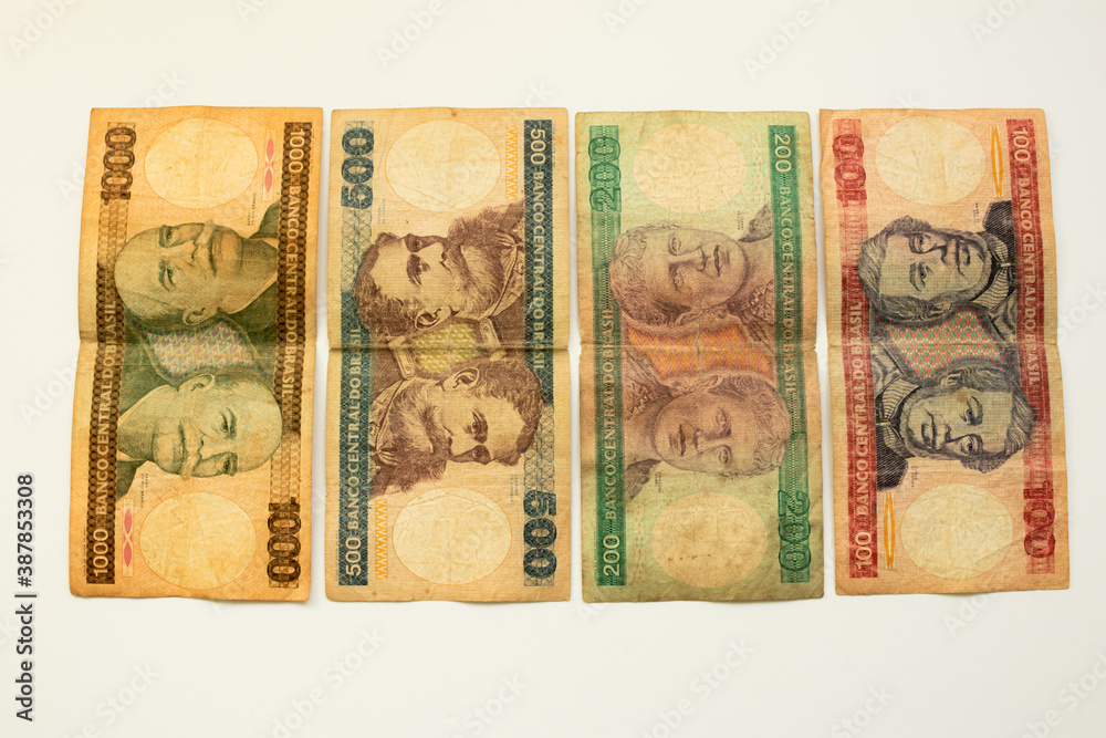 Old Brazilian Cruzeiros banknotes out of circulation.