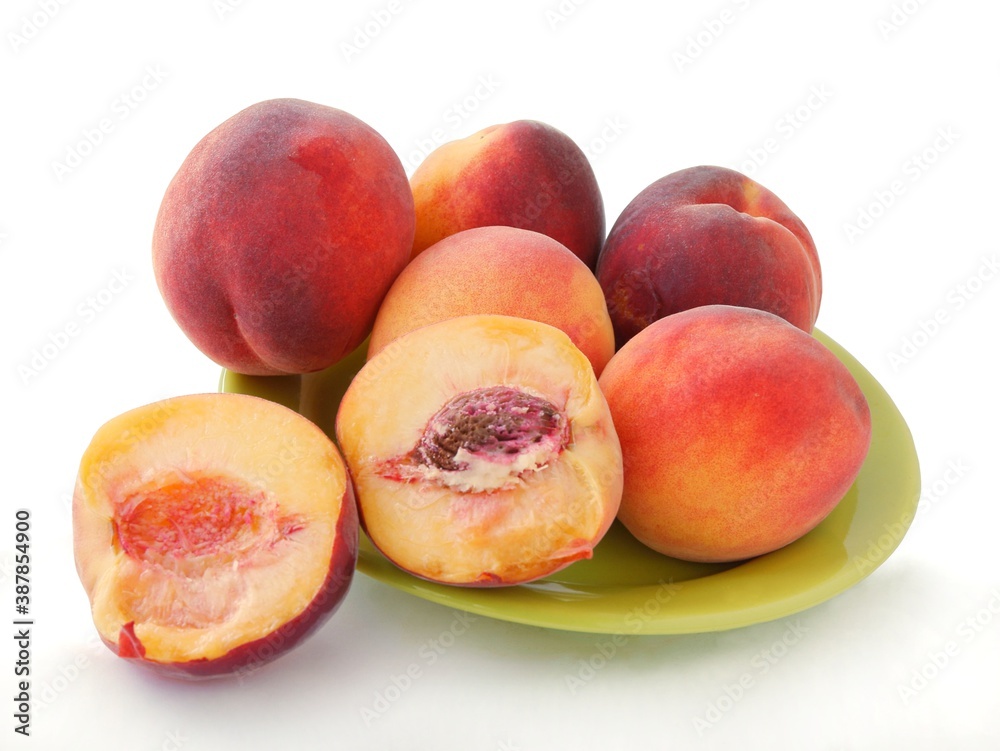 sweet,delicious red and yellow peaches close up sweet,delicious red and yellow peaches close up