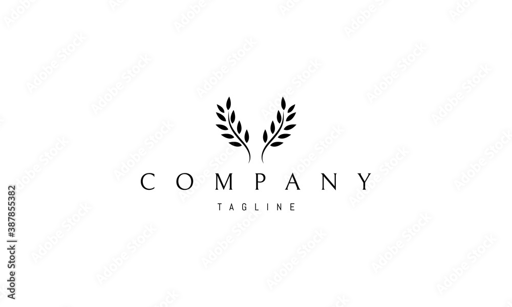 Vector logo on which an abstract image of a laurel wreath.