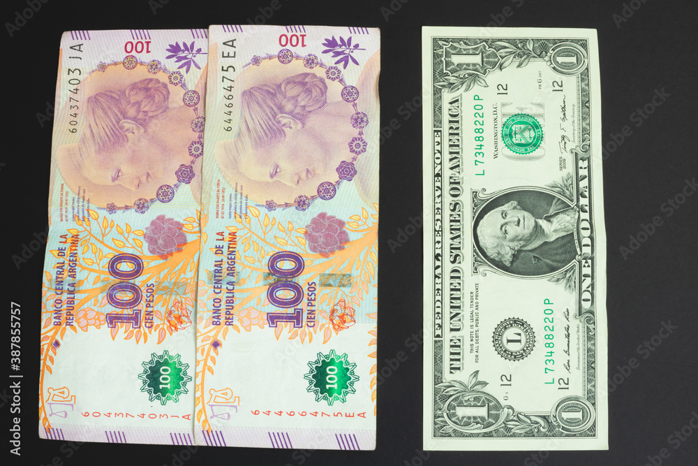 Exchange of dollars for Argentine pesos.