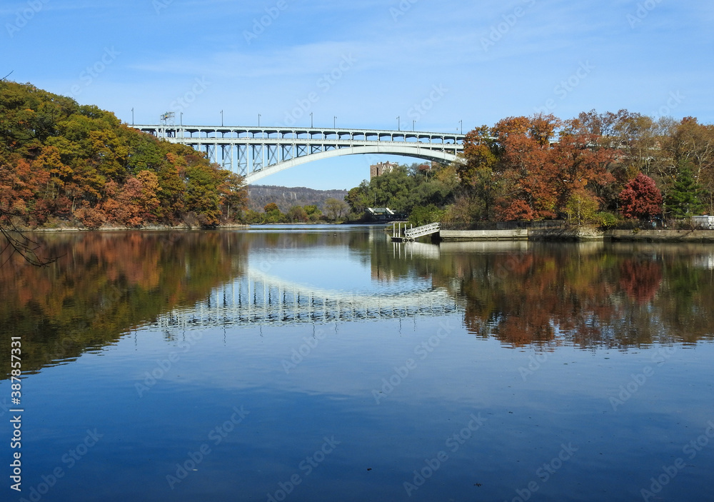 Bridge fall landscape, fall reflection, bridge 