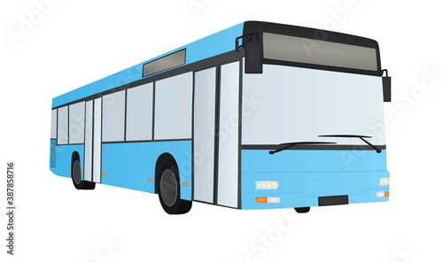 Blue city bus. vector illustration