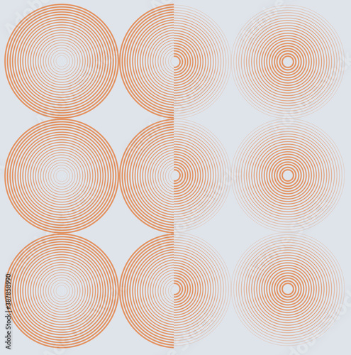 Pattern with two types of concentric circles. Big geometric circles