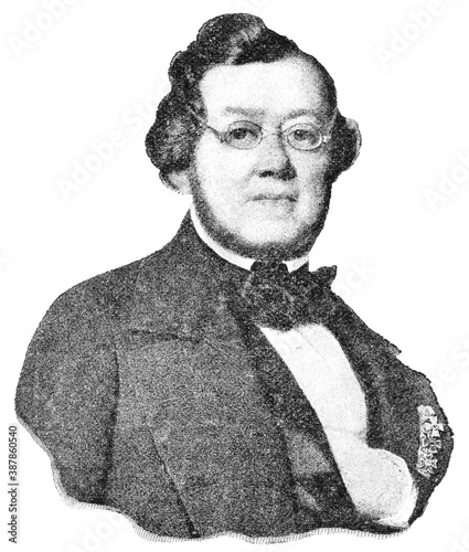 Portrait of Karl Theodor von Kustner - Royal Bavarian Privy Councilor and Director of the Court Theater. Illustration of the 19th century. White background.