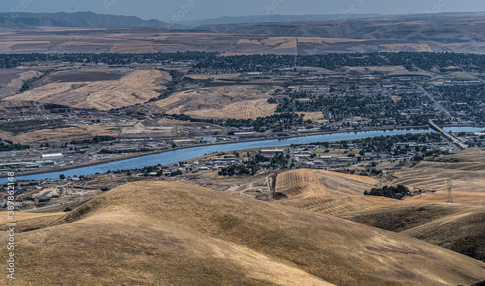 Aerial (Drone) photos of Lewiston Idaho area with Clearwater River. 