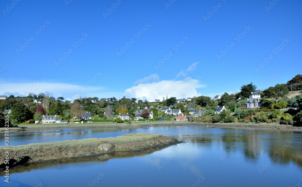 Landscape seen from the river at Treguier in Brittany France