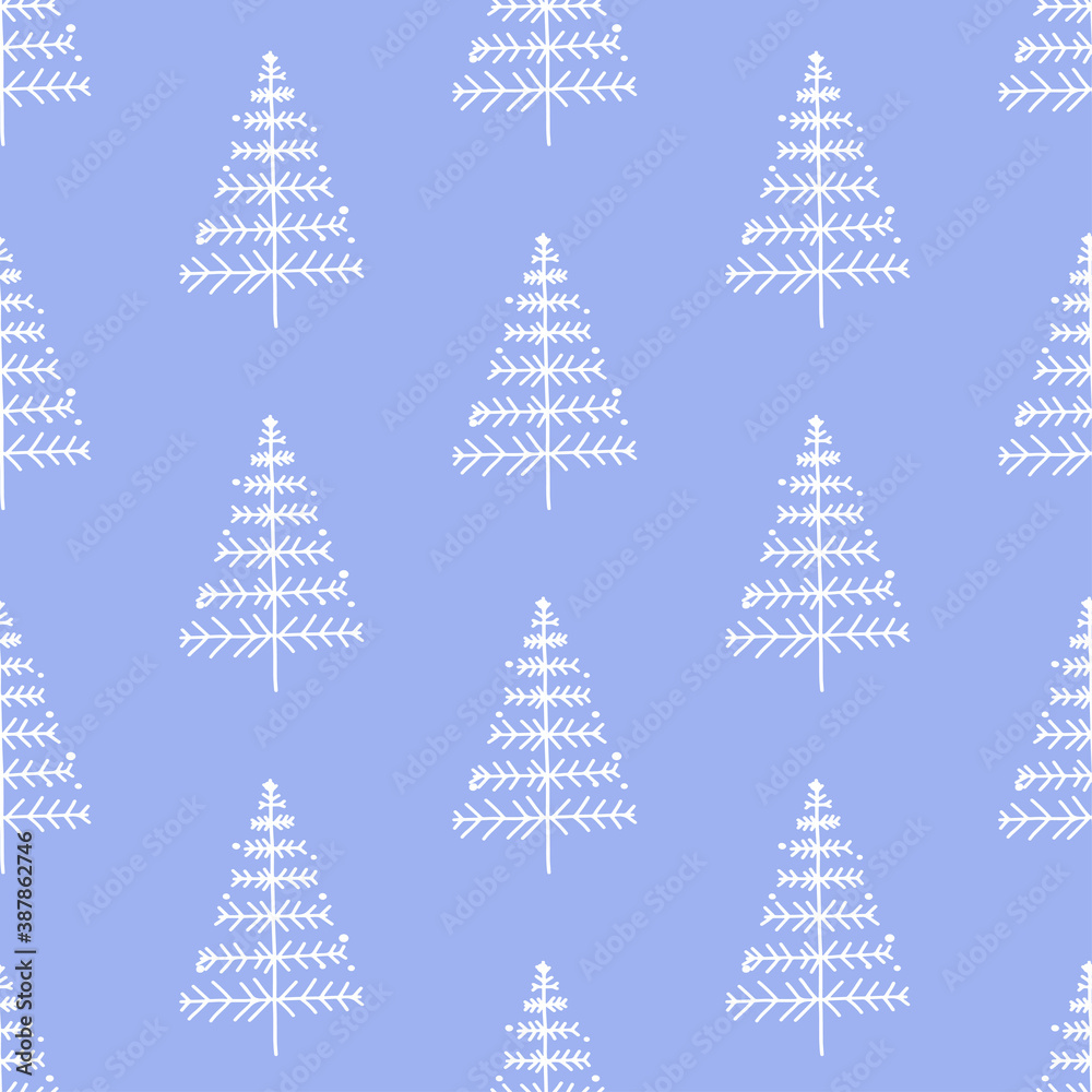 Christmas seamless vector pattern with white trees. Xmas holiday poster collection. Can be used for wallpaper, pattern fills, surface textures, fabric prints.