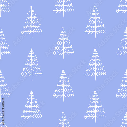 Christmas seamless vector pattern with white trees. Xmas holiday poster collection. Can be used for wallpaper, pattern fills, surface textures, fabric prints.