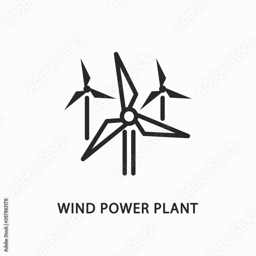 Wind power plant line flat icon. Vector illustration alternative renewable energy sources