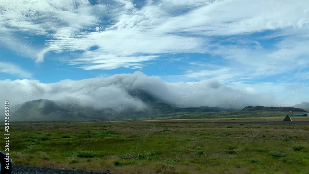Traveling through Iceland, nearby mountains in fog - (4K) Traveling through Iceland, nearby mountains in fog - (4K)