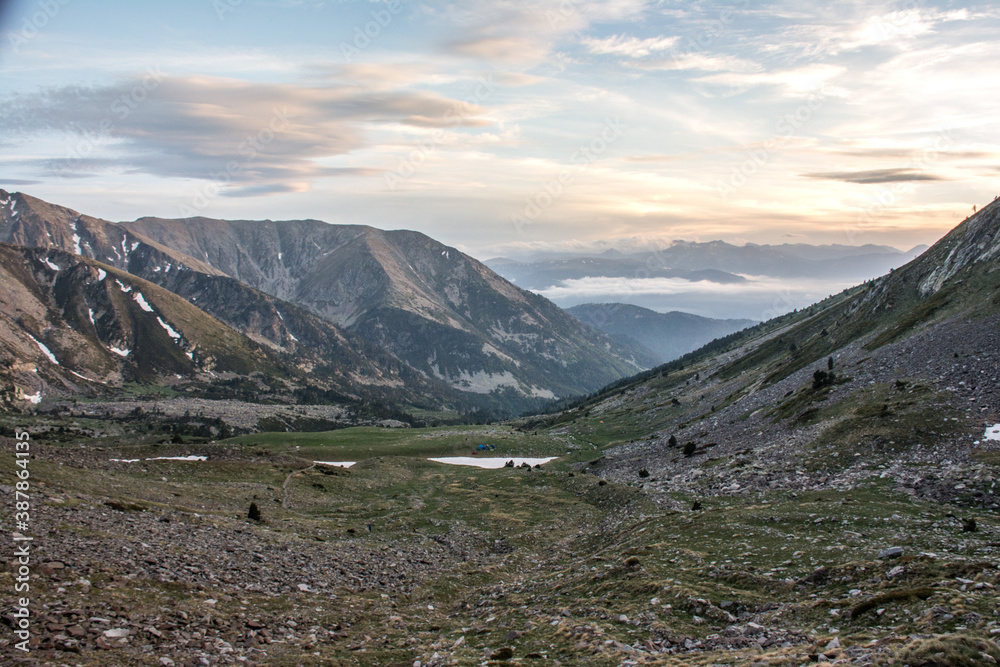 The last hour of the sunset in ther mountain