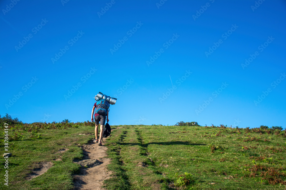 A man walking in the mountain