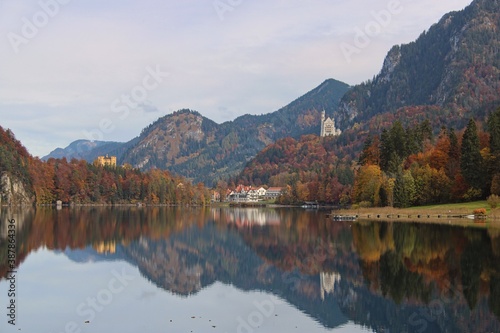 Great landscape views around Alpsee and Neuschwanstein castle in autumn