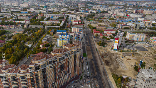 view of the city streets from above