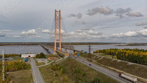 cable-stayed bridge over the river