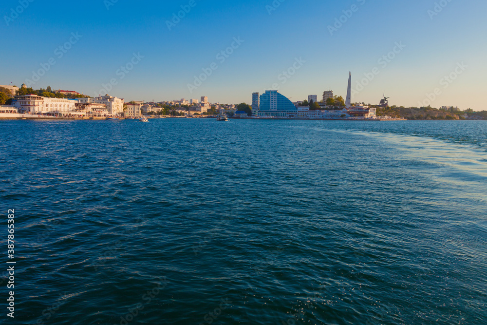 Panoramic view of the port in the city of Sevastopol (Crimea)