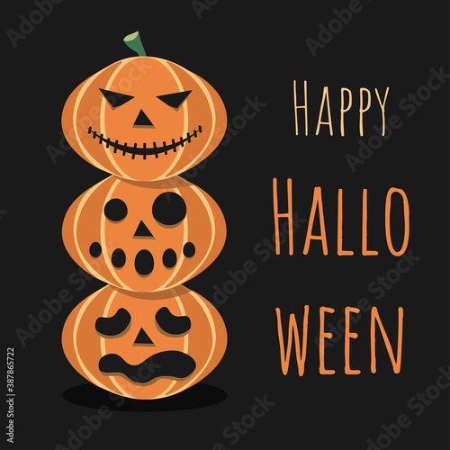 Happy Halloween banner with pumpkin