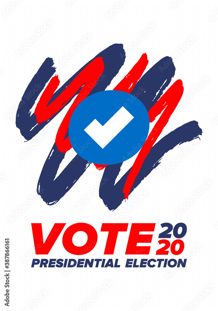 Fototapeta premium Presidential Election 2020 in United States. Vote day, November 3. US Election. Patriotic american element. Poster, card, banner and background. Vector illustration