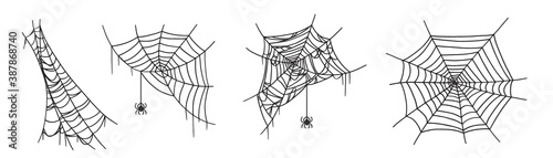 Set of spiderweb sketches.