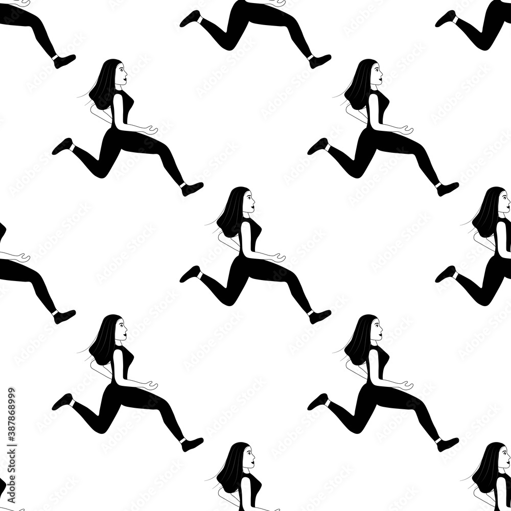 Outline seamless pattern with running marvelous girl sportswoman on a white background. Happy woman in flat style is engaged in physical exercise. Fitness training.
Stock vector illustration Outline seamless pattern with running marvelous girl sportswoman on a white background. Happy woman in flat style is engaged in physical exercise. Fitness training.
Stock vector illustration