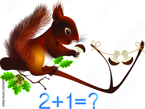 Mathematical addition, formation number three, educational games for children.