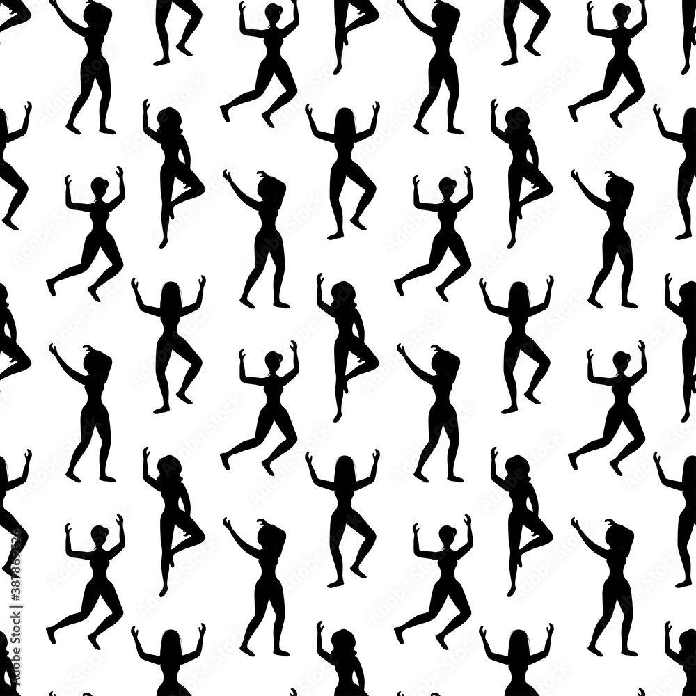 Outline seamless pattern with dancing amazing girls on a white background. Cheerful dancers in a flat style. Relaxed happy woman. Club party.
Stock vector illustration for design, decor, fabric Outline seamless pattern with dancing amazing girls on a white background. Cheerful dancers in a flat style. Relaxed happy woman. Club party.
Stock vector illustration for design, decor, fabric
