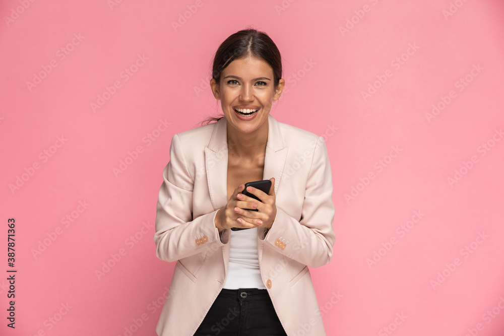 businesswoman feeling amused and laughing full of joy businesswoman feeling amused and laughing full of joy