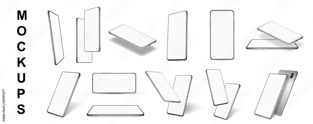 Quadro em tela Template smartphone with blank screen at different angles