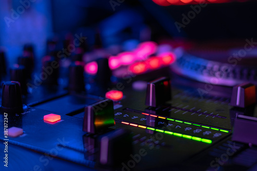 audio controller on mixing dj party 
