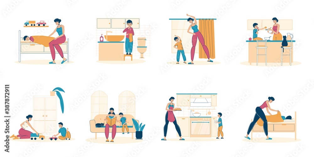 Fotografie Mother son recreation, spending time together, schedule routine