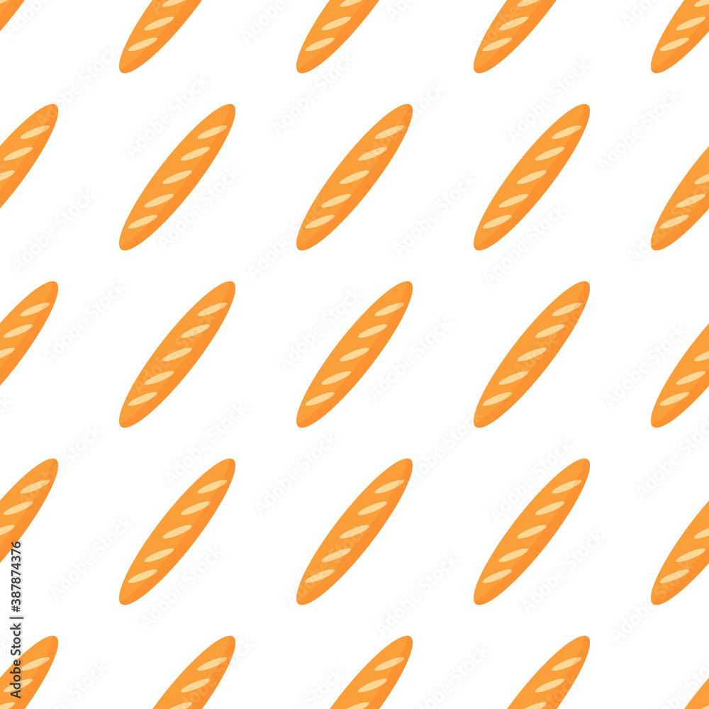 Vector seamless pattern with soft fresh bread or baguette isolated on white background Vector seamless pattern with soft fresh bread or baguette isolated on white background
