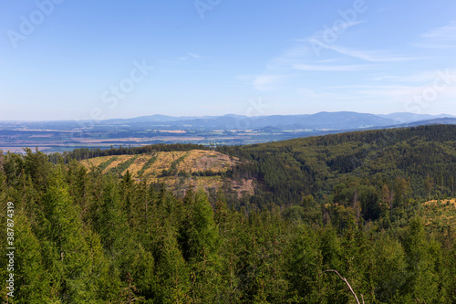 Landscape from the Hill High Rock, Vysoky Kamen, in Rychlebske Mountains, Czech Republic