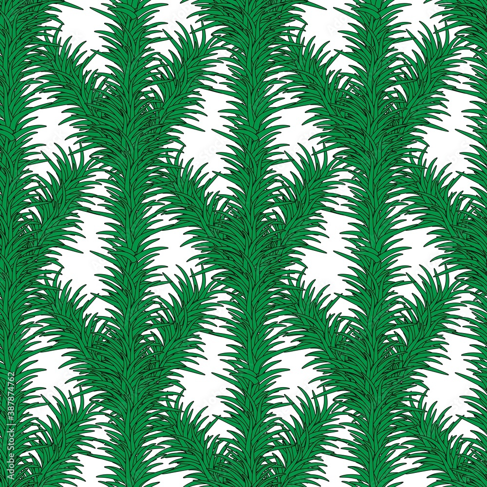 Wonderful seamless pattern with green spruce branches on a white background. Winter festive ornament in flat style. Cartoon items of New Year and Christmas decoration.
Stock vector illustration