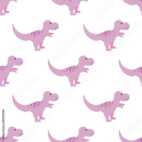 Beautiful pink baby dinosaur on a white background. Predators in a flat style. Cartoon animals reptiles for web pages. Stock vector illustration for decor  design  baby textiles  wallpaper