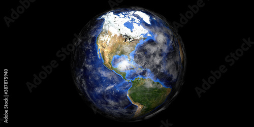 Hurricane Zeta and Epsilon with Earth shown from Space. Elements of this high resolution 3D rendering are furnished by NASA.